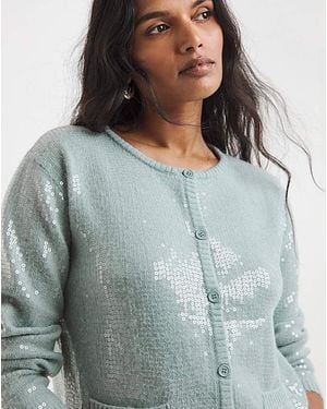Simply Be Clear Sequin Cardigan - Grey