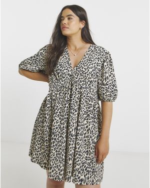 Simply Be Waffle Waist Detail Skater Dress - Multicolour