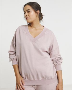 Simply Be V Neck Sweatshirt - Pink