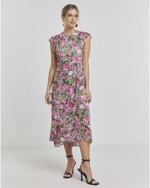 Joanna Hope Ruffle Shoulder Dress - White