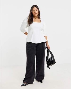 Simply Be Stretch Bengaline Seam Top - White