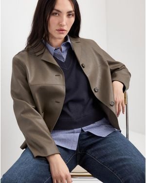 Mango Faux Leather Jacket - Blue