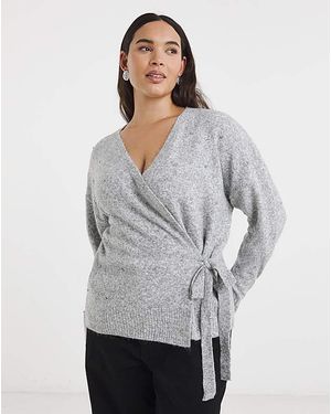 Simply Be Diamante Ballet Wrap Cardigan - Grey