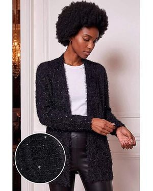 Roman Roman Fluffy Long Sleeve Cardigan - Black