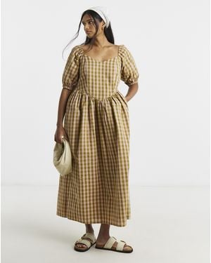 Simply Be Seersucker Midi Dress - Natural