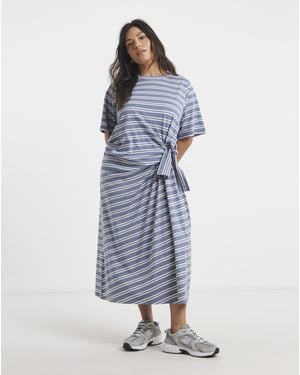 Simply Be Jersey Midi With Side Tie - Blue