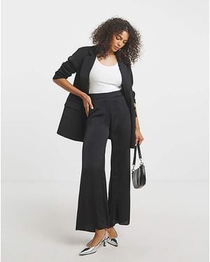 Simply Be Satin Wide Leg Trousers - White