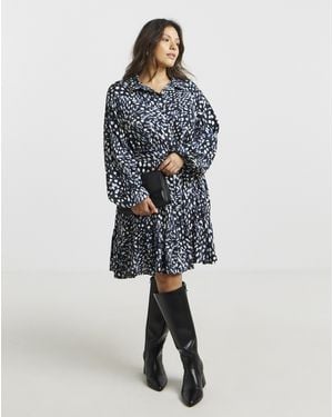 Simply Be Animal Print Viscose Shirt Dress - Blue