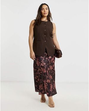 Simply Be Speckle Print Satin Maxi Skirt - Brown