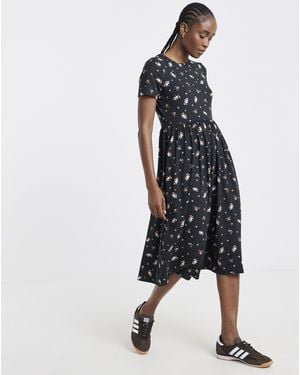 Simply Be Supersoft Midi Dress With Pockets - Blue