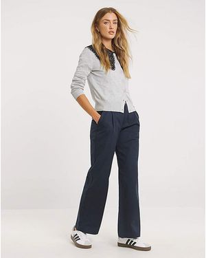 Simply Be Wide Leg Chino Trousers - Blue