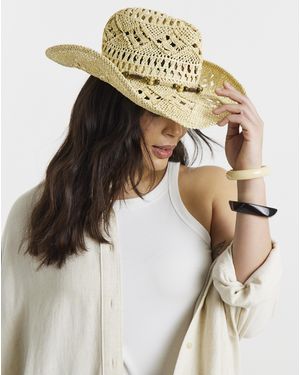 Simply Be Bead Detail Western Cowboy Hat - Natural