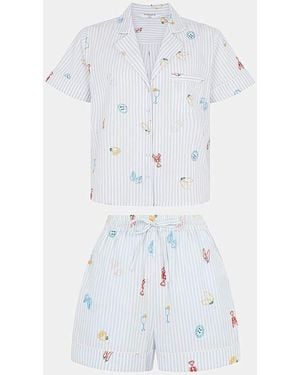 Accessorize Embroidered Pyjamas Set - White