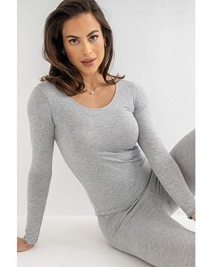 Pour Moi Thermal Long Sleeve Top - Grey