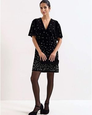 Phase Eight Pennie Velvet Pearl Dress - Black