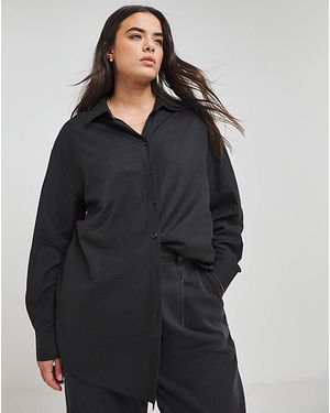 Simply Be Oversized Linen Shirt - Black