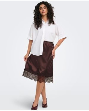 ONLY Midi Lace Satin Skirt - White