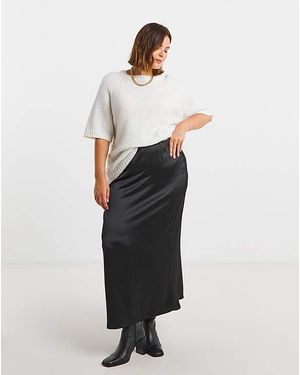 Simply Be Satin Maxi Skirt - White
