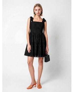 Lovedrobe Broderie Strappy Mini Dress - Black