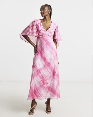 Joanna Hope Cape Sleeve Tea Dress - Pink