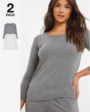 Pretty Secrets 2 Pack Thermal Long Sleeve Tops - Grey