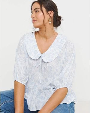 Simply Be Sheer Collar Blouse - White