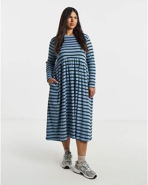 Simply Be Ribbed Midi Dress - Blue