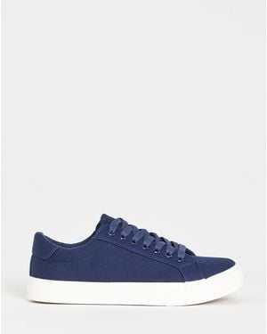 Simply Be Classic Canvas Lace Up Wide Fit - Blue