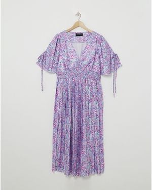 Little Mistress Print Angel Midaxi Dress - Purple
