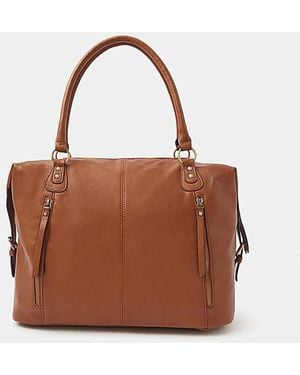 Accessorize Double Zip Shoulder Bag - Brown