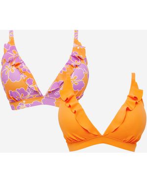 Simply Be Value 2 Pack Bikini Tops - Orange