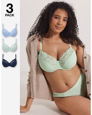 Pretty Secrets 3 Pack Lace Full Cup Bras - Multicolour