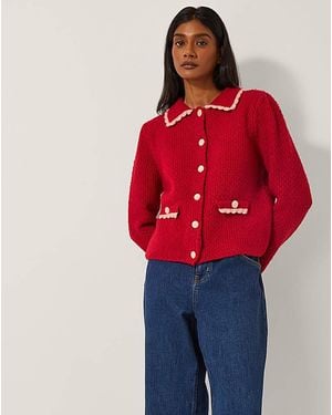 Monsoon Nina Scallop Collar Cardigan - Red