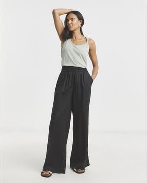 Simply Be Linen Wide Leg Trousers - White