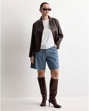 Mango High-Waist Straight-Fit Bermuda - Blue
