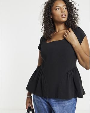 Simply Be Peplum Seam Detail Top - Black