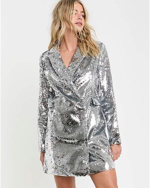 Simply Be Sequin Blazer Dress - Grey