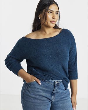 Simply Be Longline Sequin Jumper - Blue