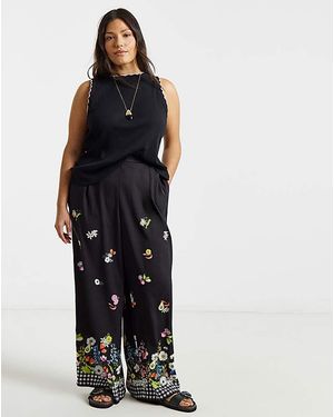 Simply Be Fruit & Veg Print Trouser - Blue