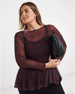 Simply Be Peplum Mesh Top - Purple