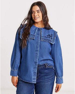 Simply Be Sailor Collar Denim Shirt - Blue