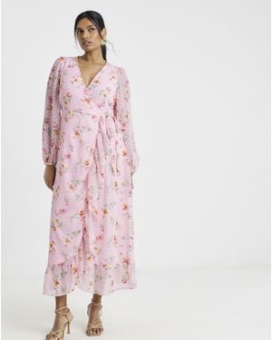 Vila L/S Ankle Wrap Dress - Pink