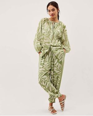 Monsoon Lillie Leaf Print Blouse - Green
