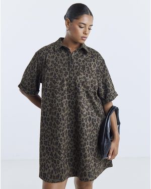 Simply Be Suedette Shift Shirt Dress - Black