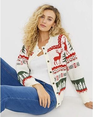 Joe Browns Winter Christmas Cardigan - Natural
