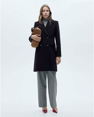 Mango Double Breasted Wool Coat - Blue
