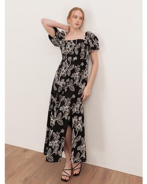 Lovedrobe Embroidered Midaxi Dress - Natural