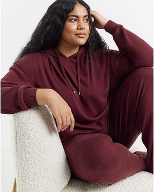 Figleaves Ribbed Soft Hooded Lounge Set - Red