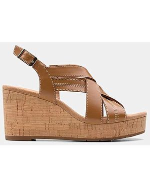 Clarks Sabina Wedge Sandal E Fit - Brown