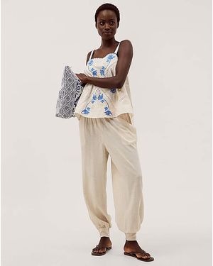 Monsoon Reese Linen Blend Harem Trousers - Natural
